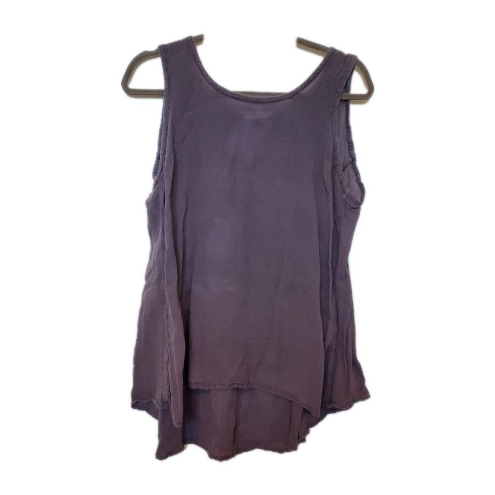 HONEST COTTON OS Gray Tunic Tank Lagenlook Layering Basic Gausy Oversized
